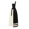 Julia Allert Women's Black / Neutrals Midi Apron Dress With Adjustable Straps - Black Ivory In Black