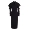 Julia Allert Women's Black Occasion Midi Dress With Ruffled Sleeves In Black
