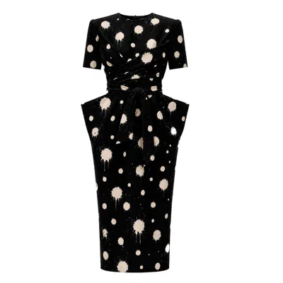 Julia Allert Women's Black Polka Dot Midi Dress With Belt – Capsule Edition