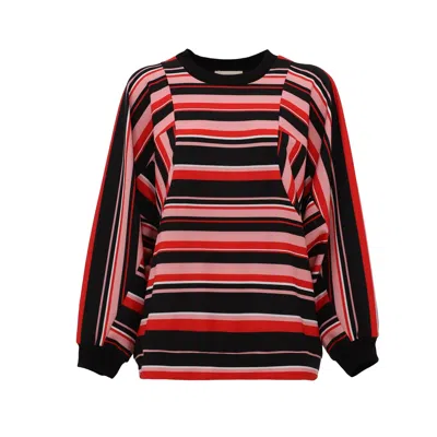 Julia Allert Women's Black / Red Bold Striped Top With Voluminous Sleeves Black Red In Black/red