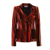 Julia Allert Women's Black / Red Retro Striped Jacket- Velvet  Burgundy Red In Multi
