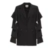 Julia Allert Women's Black / Silver Designer Classic Cut Blazer With Sleeve Twist - Black In Black