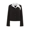 Julia Allert Women's Black Tailored Cropped Blazer With White Collar In Black