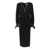 Julia Allert Women's Black Textured V-neck Dress With Statement Shoulders In Black
