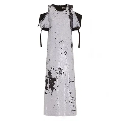 Julia Allert Women's Black / White A-line Dress With Reversible Sequins In Gray