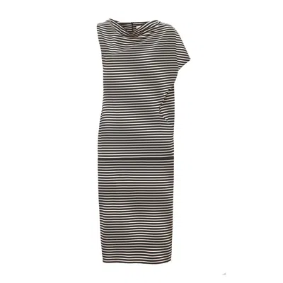 Julia Allert Women's Black / White Casual Relaxed Fit Dress With Stripes In Black/white