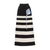 Julia Allert Women's Black / White Contemporary Striped A-line Skirt, Floral Detail– Black-white In Black