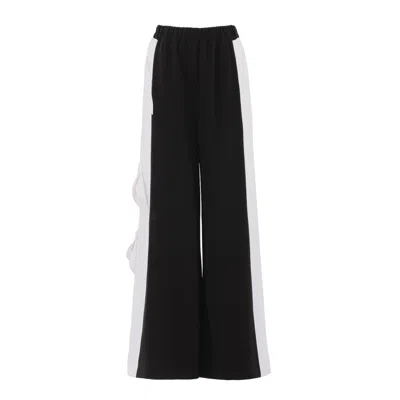Julia Allert Women's Black / White Designer Two-tone Palazzo Trousers - Black White