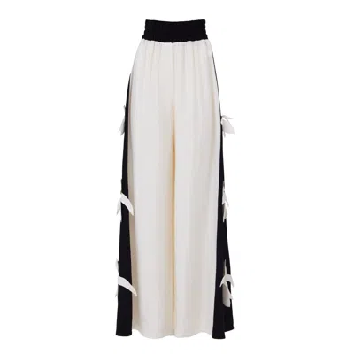 Julia Allert Women's Black / White High-waisted Palazzo Pants White Black In Black/white
