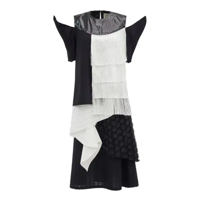 Julia Allert Women's Black / White Multi-layered Dress With Intricate Details Black White In Black/white