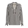 Julia Allert Women's Black / White Relaxed Blouse , Drop Shoulders And V-notch Neckline - Striped In Multi