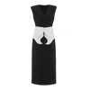 Julia Allert Women's Black / White Structured Sleeveless V-neck Dress With Waist Belt – Black , White In Black