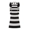 Julia Allert Women's Black / White Stylish Striped Cold Shoulder Long Sleeve Dress - Black White In Pattern