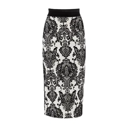 Julia Allert Women's Black / White Velvet Patterned Knit Skirt In Black/white