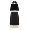 Julia Allert Women's Black / White Vintage Straight Midi Dress With Layered Bodice Black In Black/white