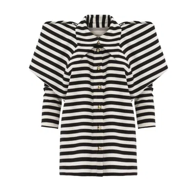 Julia Allert Women's Black / White Work & Occasion - Structured Shoulder Blouse Black-white In Multi