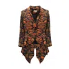 Julia Allert Women's Black / Yellow / Orange High-end Blazer With Curved Hem Jacquard Black