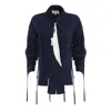 Julia Allert Women's Blue Artistic Asymmetric Textured Viscose Blouse - Navy In Blue