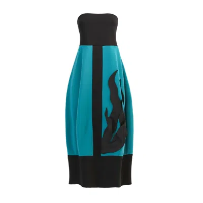 Julia Allert Women's Blue / Black Cocktail Strapless Midi Dress Azure Black In Blue/black