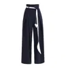 Julia Allert Women's Blue Fashion Forward Wide-leg Pants & Contrast Belt - Navy In Blue