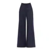 Julia Allert Women's Blue High-waist Wide-leg Denim Pants Subtle Striped