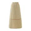 Julia Allert Women's Blue / Neutrals Designer Ankle Length A-line Printed Skirt Beige In Blue