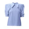 Julia Allert Women's Blue / White Designer Light Blue Blouse In Blue/white