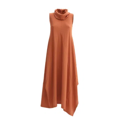 Julia Allert Women's Brown Asymmetrical Sleeveless Long Dress Terracotta