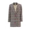 Julia Allert Women's Brown Oversized Single-breasted Blazer Plaid In Brown