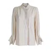 Julia Allert Women's Chic Blouse With Decorative Cuffs Gold Foil In Gold