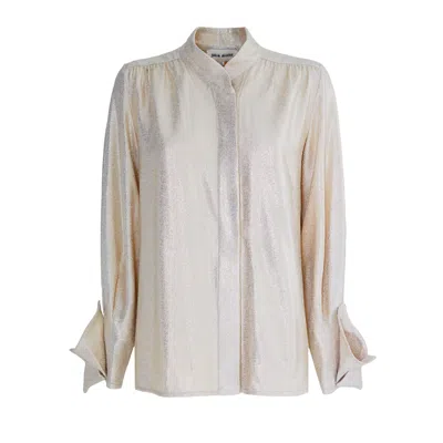 Julia Allert Women's Chic Blouse With Decorative Cuffs Gold Foil