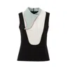 Julia Allert Women's Chic Formal Sleeveless Top With Unique Collar Light Blue In Blue