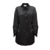 Julia Allert Women's Chic Oversized Satin Shirt Black In Black