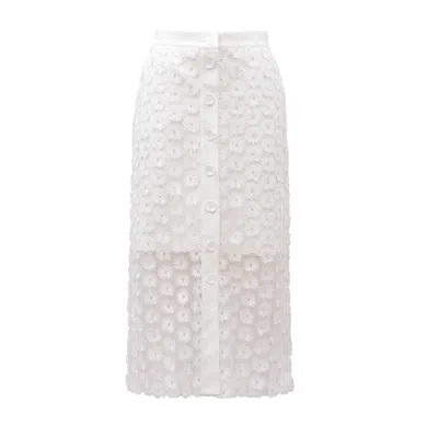 Julia Allert Women's City Chic Midi Skirt With Floral Mesh White
