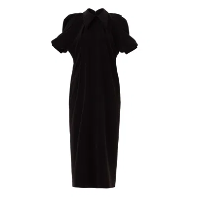 Julia Allert Women's Collared Puff Sleeve Midi Dress - Black