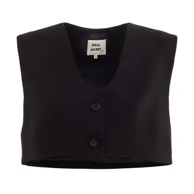 Julia Allert Women's Cropped Button-front Vest - Black