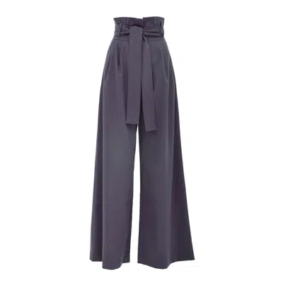 Julia Allert Women's Dark Grey High Waist Wide Leg Trousers In Gray