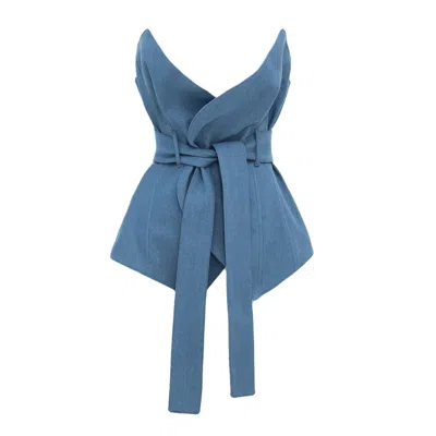 Julia Allert Women's Designer Denim Corset Belt - Pale Blue