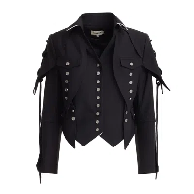 Julia Allert Women's Designer Lace-up Cropped Utility Jacket – Black