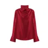 Julia Allert Women's Designer Longsleeve Blouse Satin Red In Red