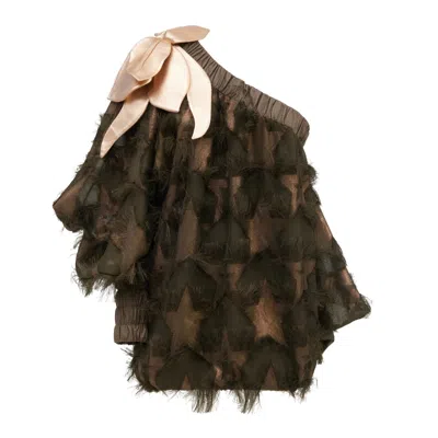 Julia Allert Women's Designer Off-shoulder Blouse Dark Green