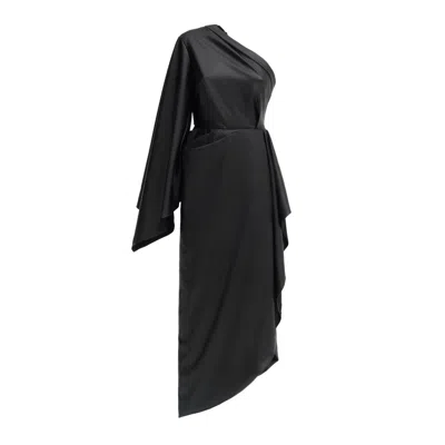 Julia Allert Women's Designer Soft Faux Leather Midi Dress Black