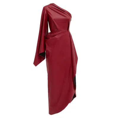 Julia Allert Women's Designer Soft Faux Leather Midi Dress Red