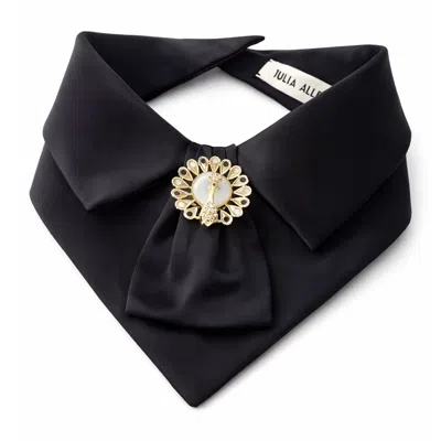Julia Allert Women's Detachable Satin Jabot Collar With Brooch – Black