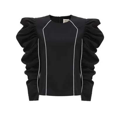 Julia Allert Women's Dramatic Top With Voluminous Sleeves Black