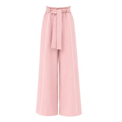 Julia Allert Women's Elastic High Waist Wide Leg Trousers - Pale Pink