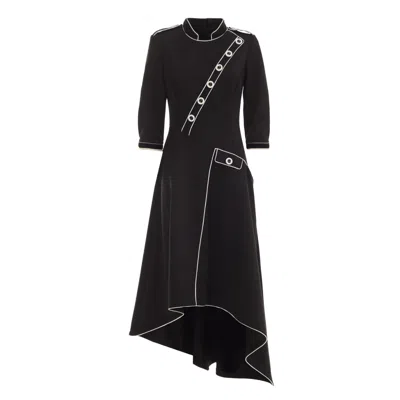 Julia Allert Women's Elegant A-line Asymmetric Hem Dress – Black