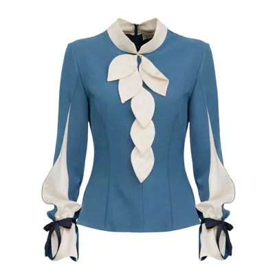 Julia Allert Women's Elegant Fitted Blouse – Pale Blue In Multi