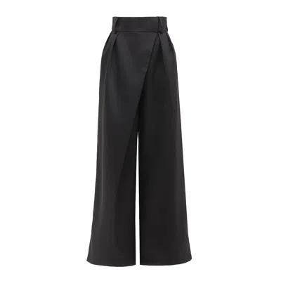 Julia Allert Women's Elegant High-waisted Silk Organza Pants – Black