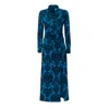 Julia Allert Women's Elegant Long-sleeve Dress With Velvet Pattern Blue In Blue